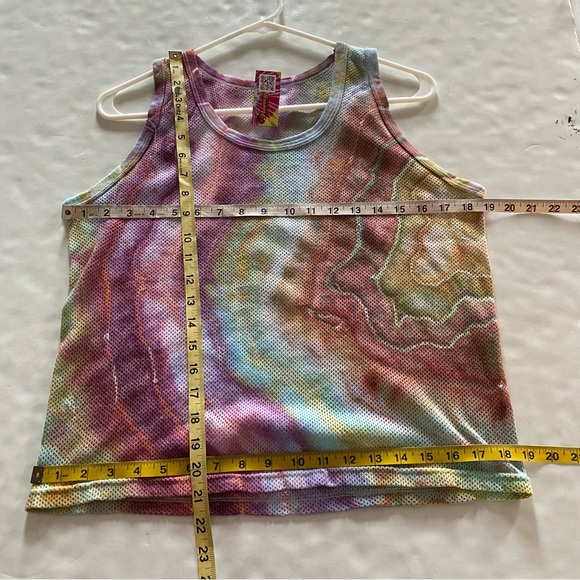 Handmade Geode Tie Dye Tank Top Shirt Womens Size Small Pastel Mesh Sheer Pink - Picture 5 of 10